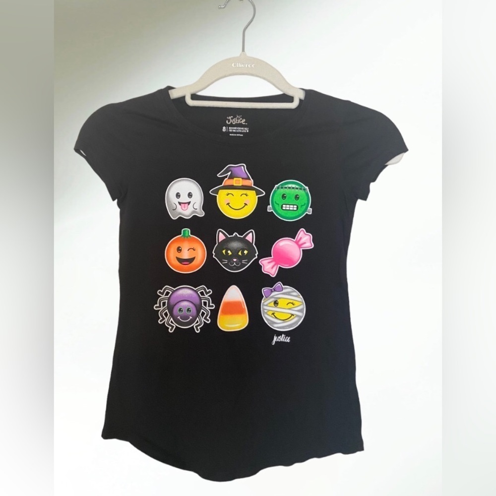 Justice Halloween Emoji Tee Size 8 NWOT